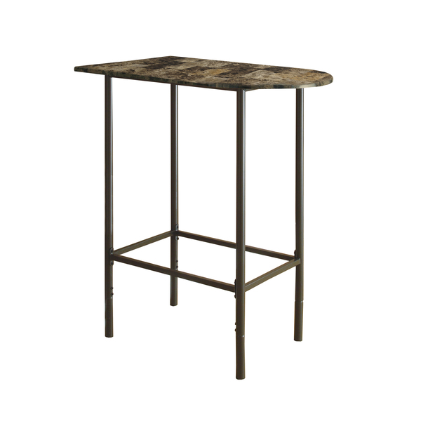 Monarch Specialties Home Bar, Bar Table, Bar Height, Pub, 36" Rectangular, Small, Kitchen, Metal, Brown Marble Look I 2315